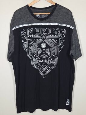 American Fighter Mens Black Gray Colorblock T-Shirt 4X MMA Streetwear Cotton